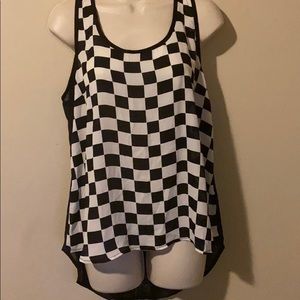 Staccato black & white checkerboard tank lace l